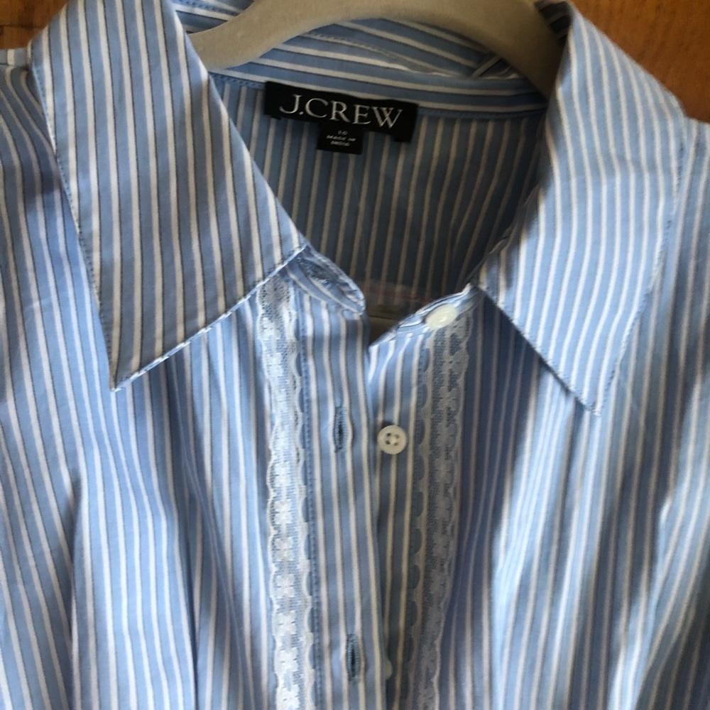 NWT J Crew wren lace trim shirt dress in stripe - Picture 8 of 8